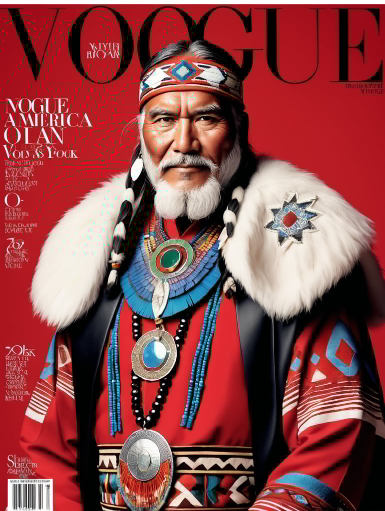 Happy New Year 2024, Native American Santa on the cover of Vogue