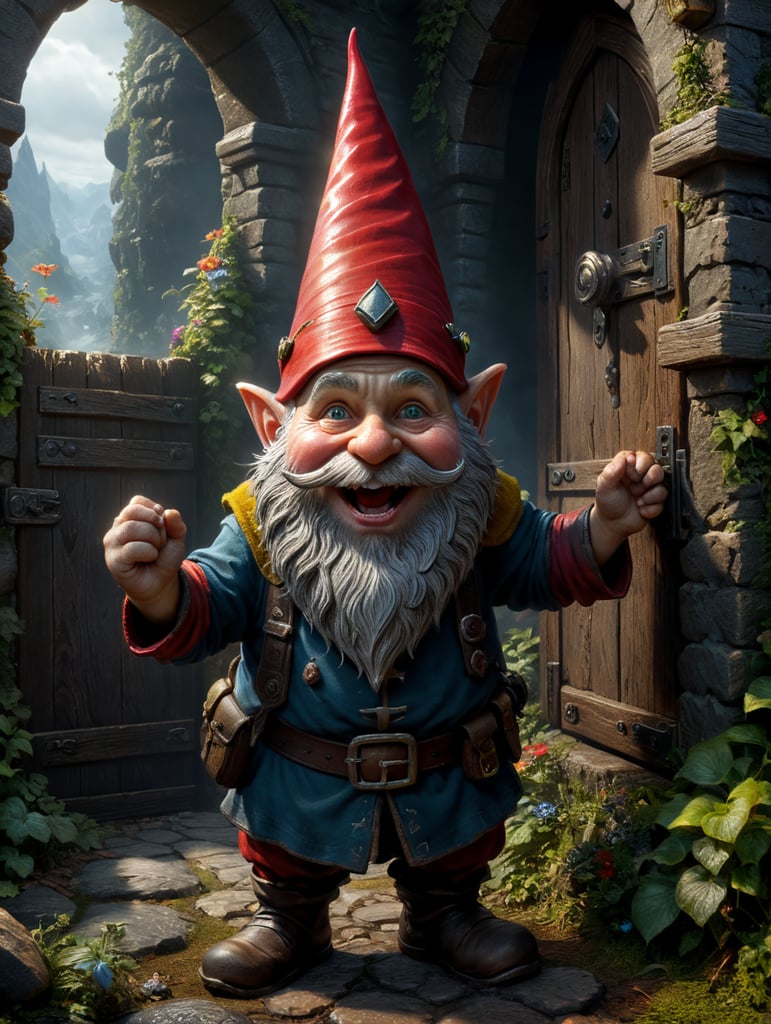 гном приглашает жестом войти