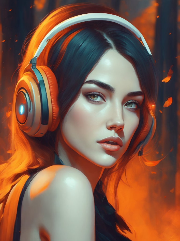 Beautiful girl listening to relaxing music with her headphones that takes her to a surreal forest, art by ilya kuvshinov and wlop, intricate, sharp focus, trending on artstation
