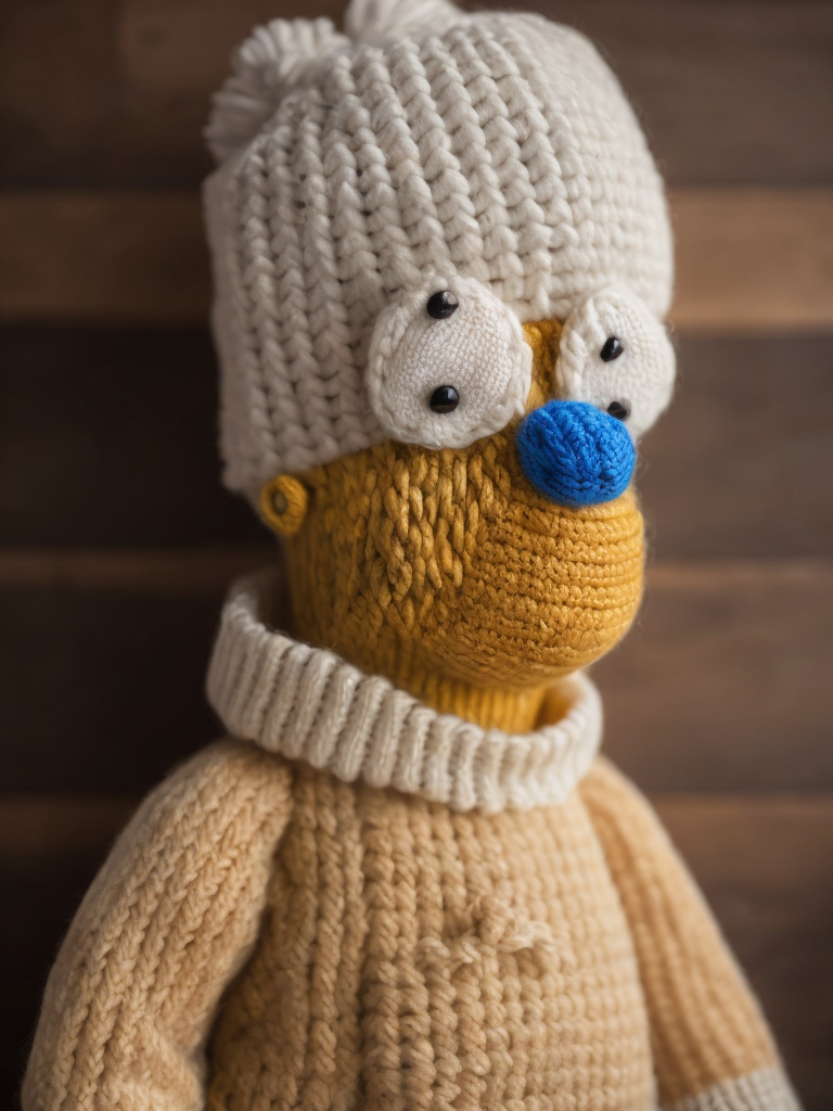 Homer Simpson as a knitted toy