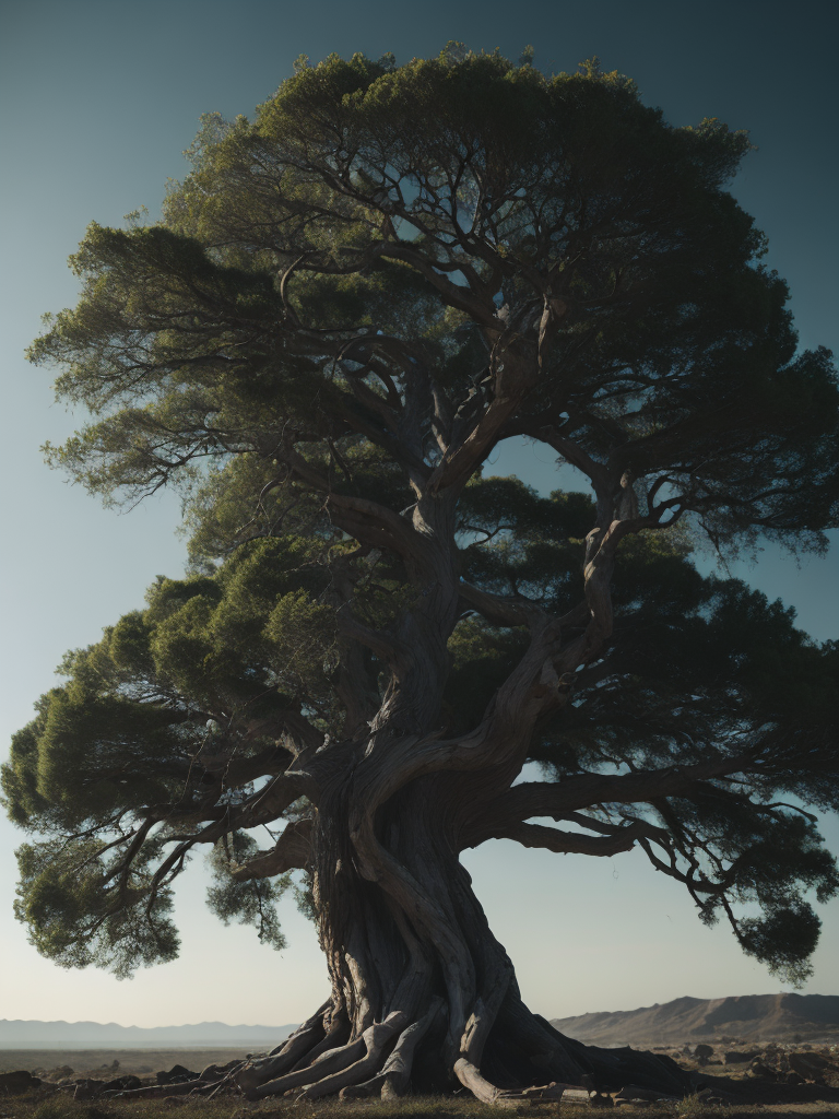 a photo of a large majestic tree with twisted trunk with a transparent background