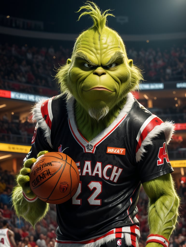 grinch wearing the Miami Heat jersey
