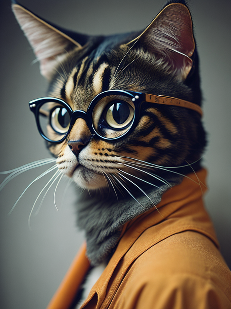 hyper-realistic, ultra-detailed photograph of a cat wearing glasses in old Renaissance ottoman home, hyper realistic, ultra detailed photograph, depth of field