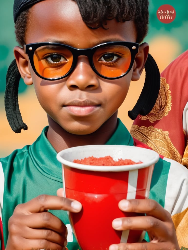 Show picture showing a black boy playing football in Africa