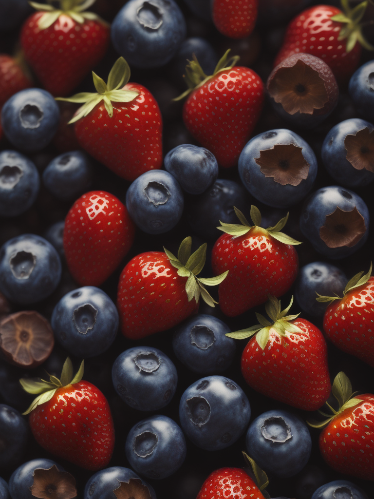 черника и земляника нанизаны на соломинке