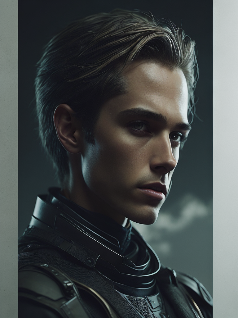 sci fi military poster, portrait of a hero in a front