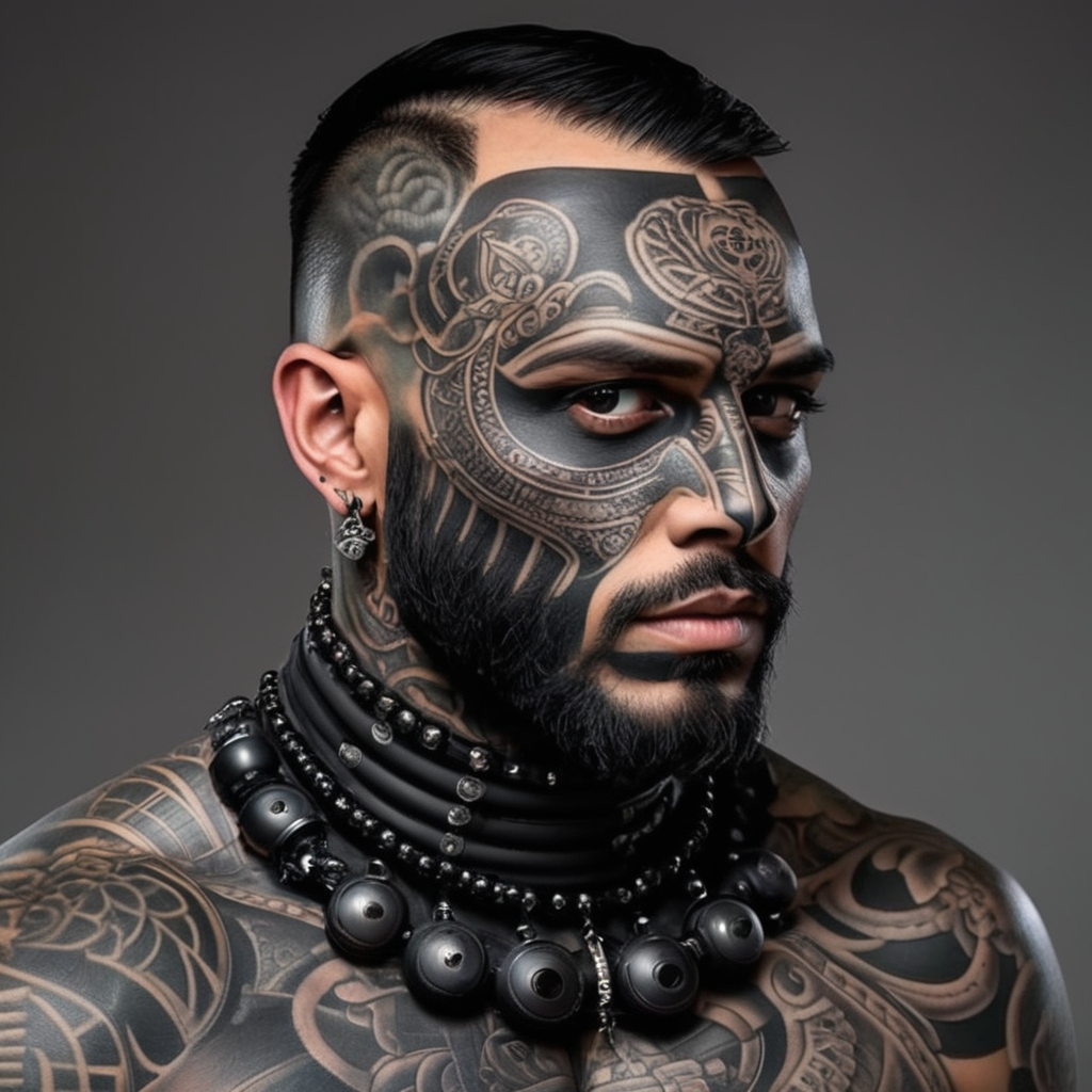 full body blackout tattoo man head face no untattooed skin face and body modifactions extreme piercings extreme tattoos