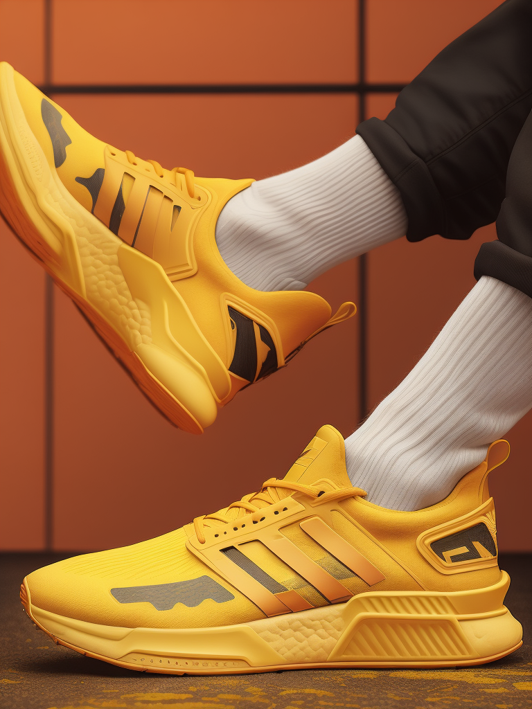 hyper realistic image of adidas hi-tech sports sneakers modern fashion, deep atmosphere, saturation, vibrance, sharp on details