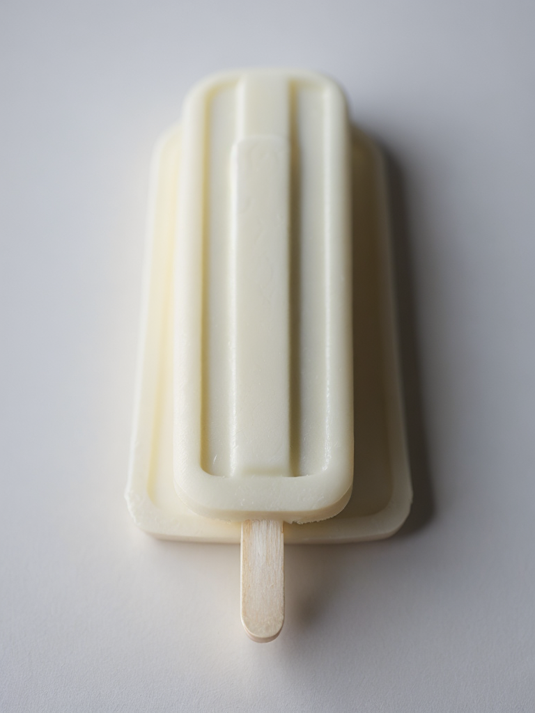 Vanilla white popsicle on white background