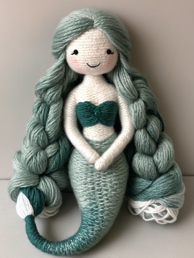 a mermaid out of yarn