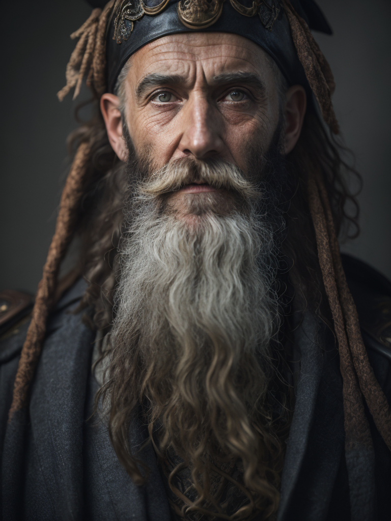 old pirate with octopus beard, dark scene, dark atmosphere, epic shot, sharp on details
