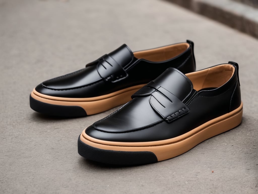 tennis para hacer skateboarding inspirados en los mocasines penny,color negros suela lisa, inspirados en unos loafer pennny.