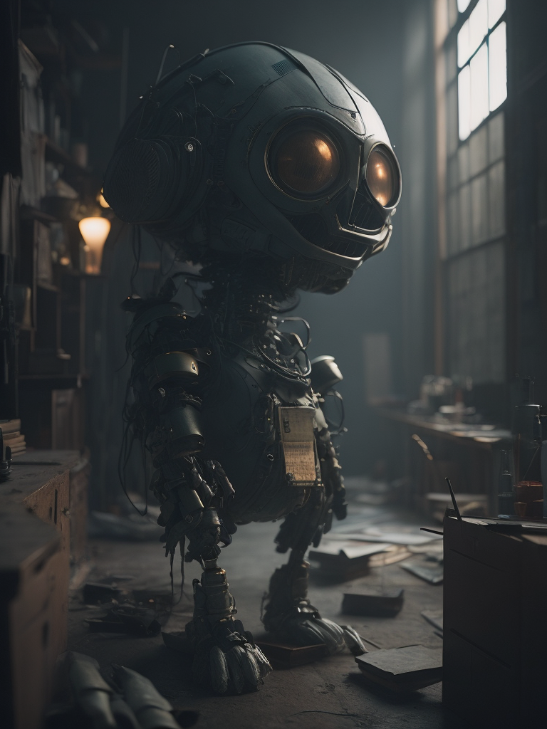 electronik robot and ofice ,unreal engine, cozy indoor lighting, artstation, detailed, digital painting,cinematic,character design by mark ryden and pixar and hayao miyazaki, unreal 5, daz, hyperrealistic, octane render