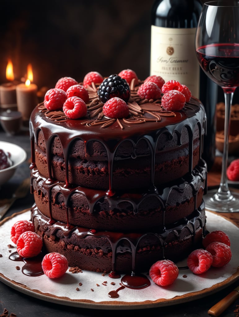 Chocolate cake with red wine