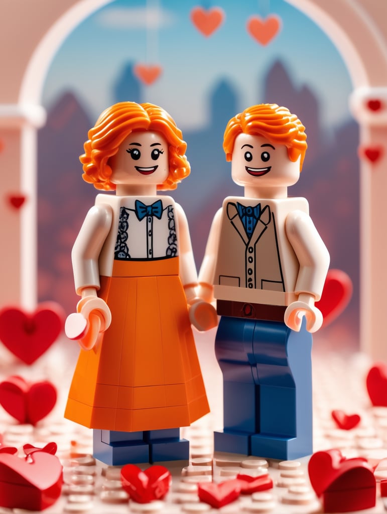 Lego Young couple Background valentine Girl with orange hair
