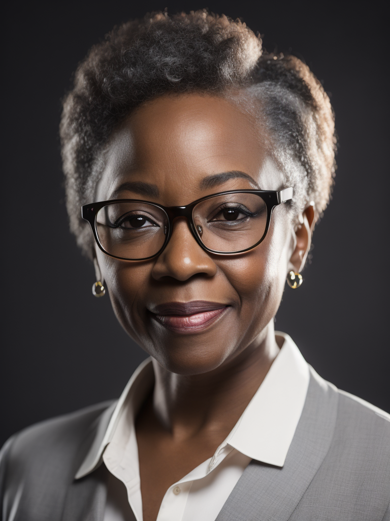 Attractive middle class senior african-american woman with glasses walking confidently dark background