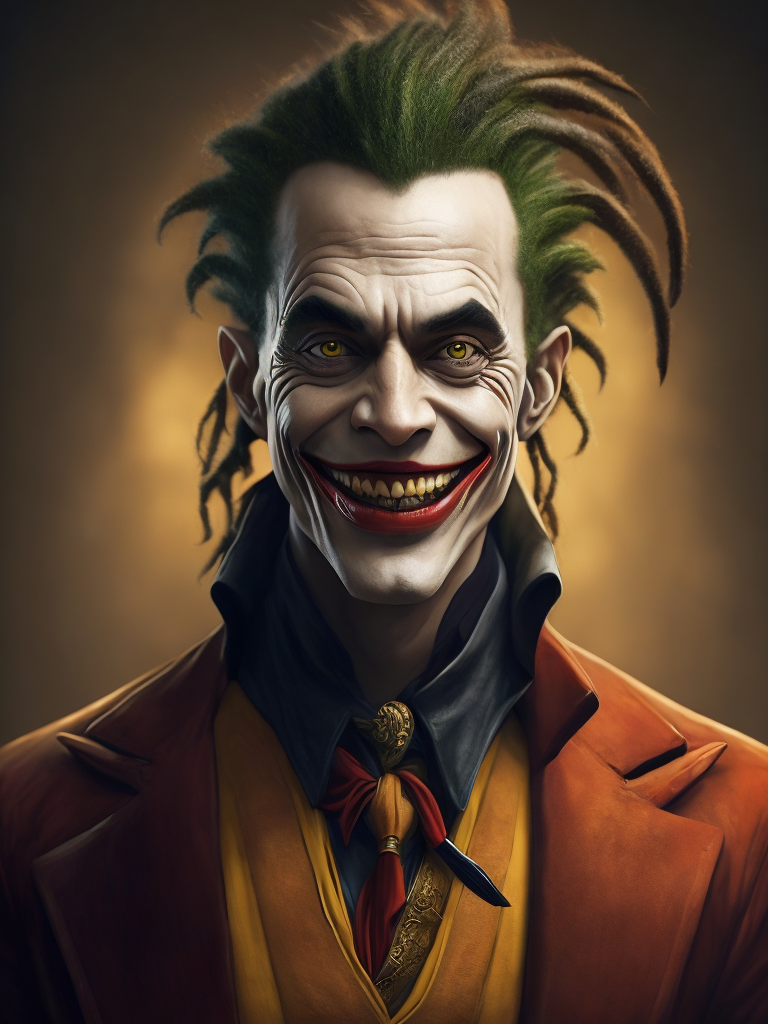 Rasta joker, portrait, highly detailed, beautiful, model pose, cinematic, movie still, by greg rutkowski and mandy jurgens and diegokoi