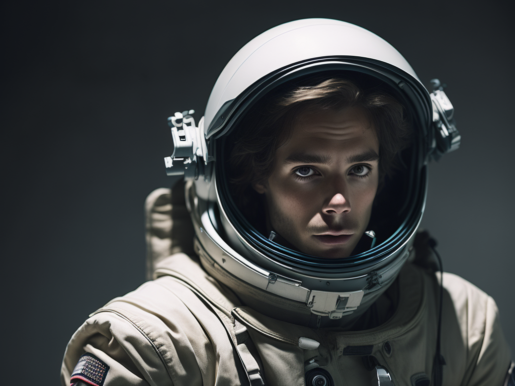 little astronaut in space, deep space background, high details, hubble photography