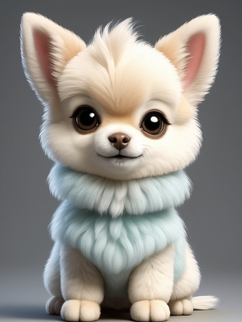 cute, fluffy, hybrid alpaca and chihuahua, full view, chibi style, disney style, cartoon style, pixar style,