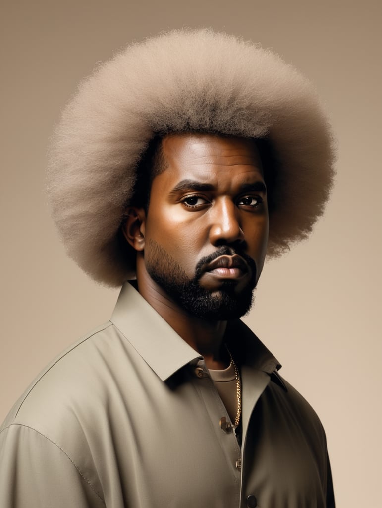 kanye west with an afro