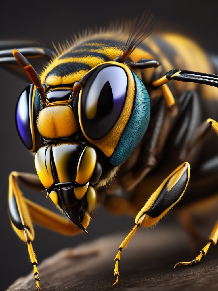 wasp macro photography, close-up, high-quality details, deep focus, professional shot