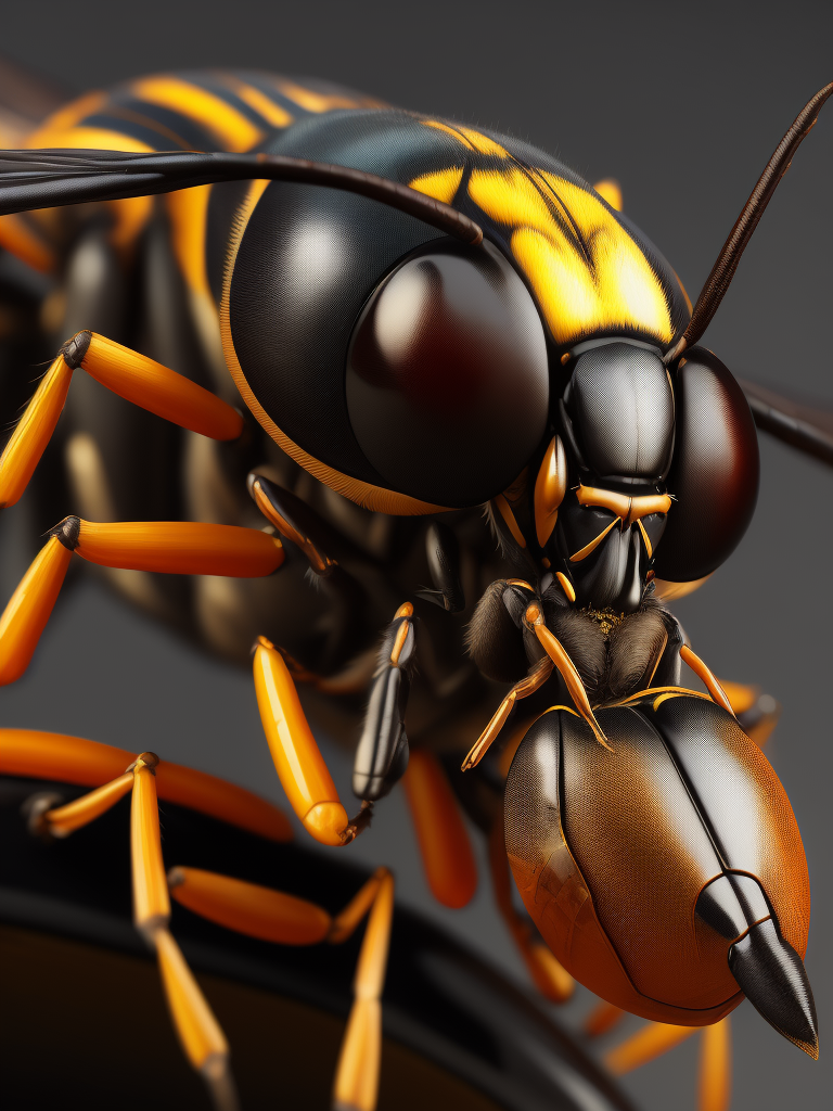 wasp macro photography, close-up, high-quality details, deep focus, professional shot