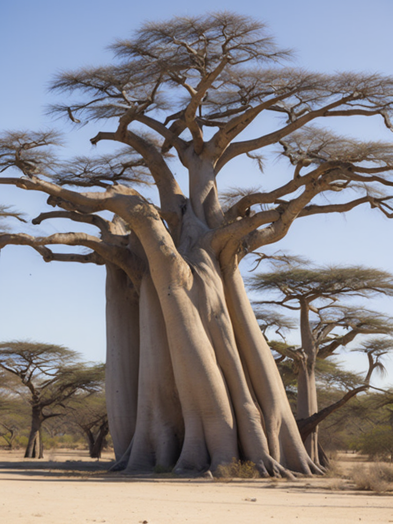 Baobab tree, savanna, Depth of field, Incredibly high detailed