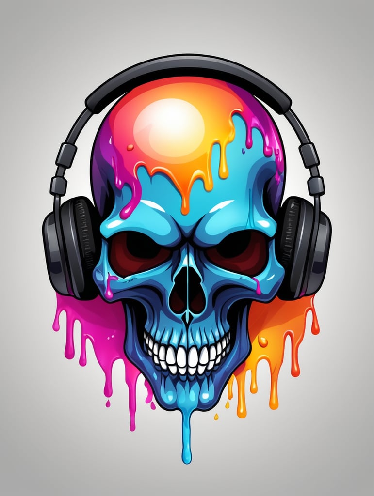 Vector melting skull music mascot logo, bright colors, Skull Gaming Logo, vector image
