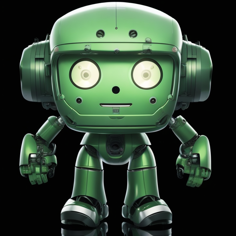 a robot who looks like it's from the future, in the style of thomas sully, green, emotive portraiture, craig mccracken, john larriva, shiny glossy, square eyes