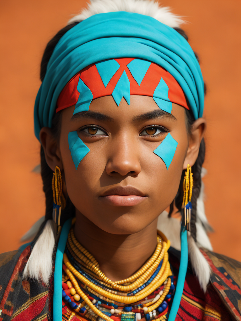 native american woman 14 years old in national dress
