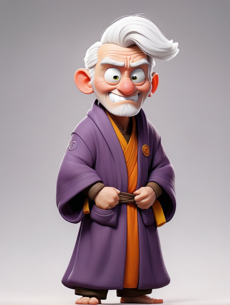 Saiyan white hair monk robe