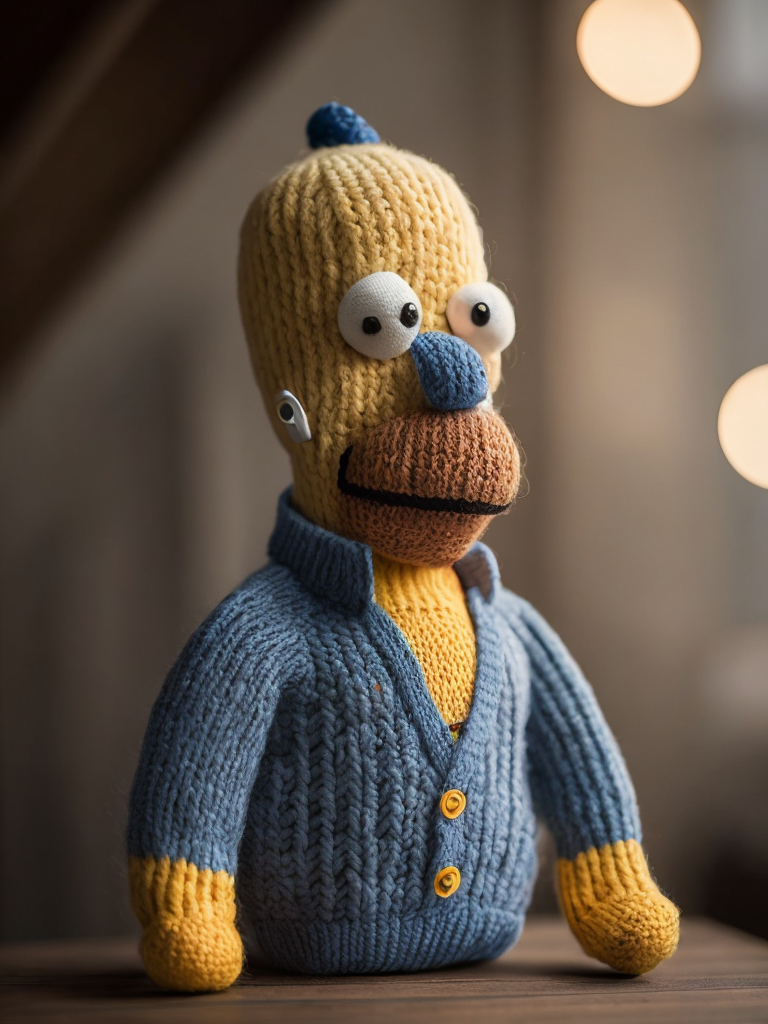 Homer Simpson as a knitted toy