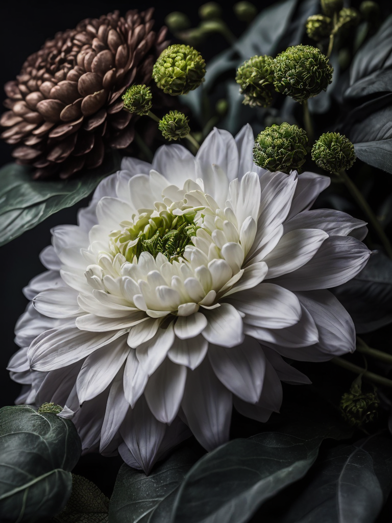 Green Flowers, dark, deep colors, dark, atmosphere, dark green, add sharpness on details, add vibrance 20, add saturation 20