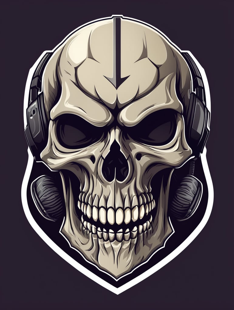 Skull detailed esports gaming logo, vector image