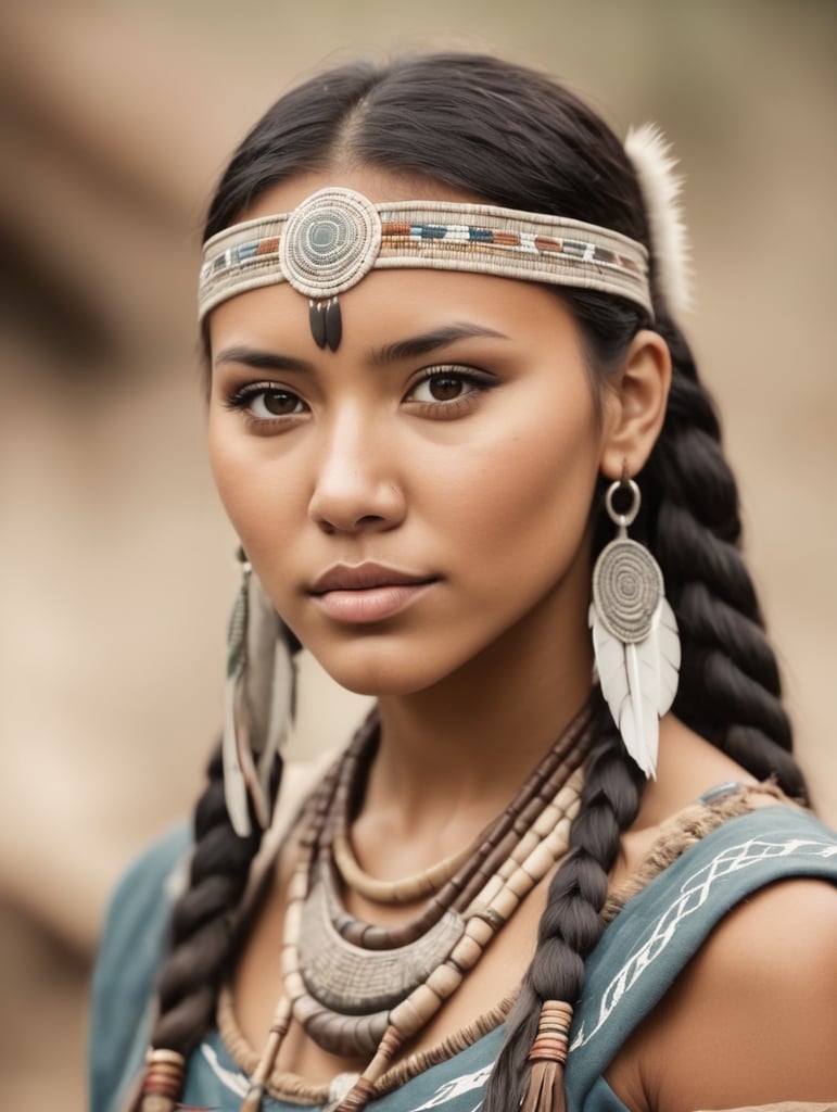 beautiful native america young woman water tribe style
