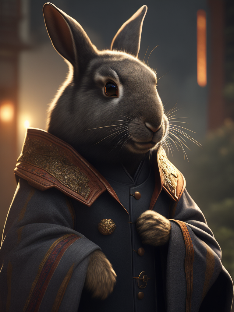 A rabbit in a chinese coat