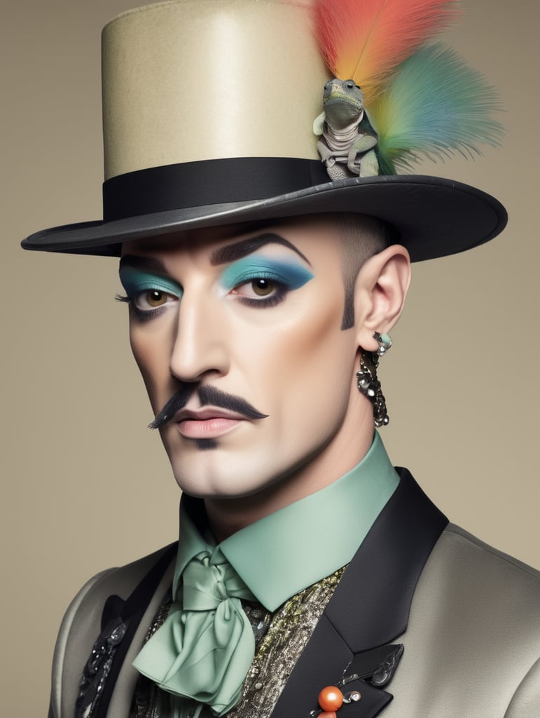 A chameleon dressed as Boy George