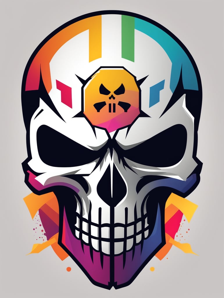 punisher style skull logo, bright colors, Skull Gaming Logo, vector image