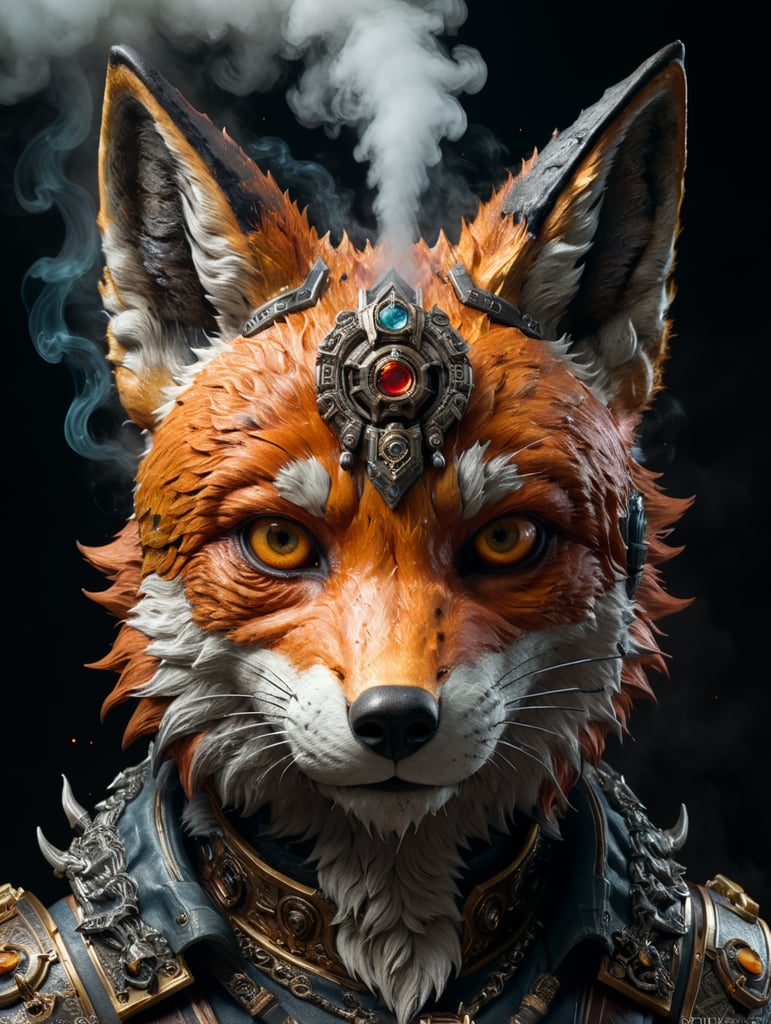 fox head, smoke, cyber