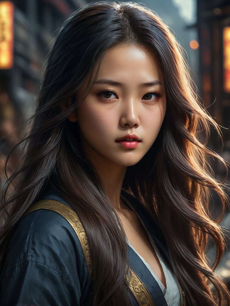 Korean girl with long hair