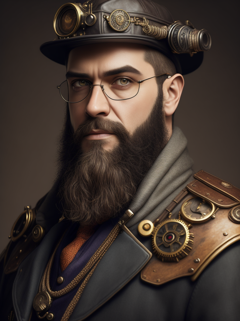 Steampunk portrait of men with beard
