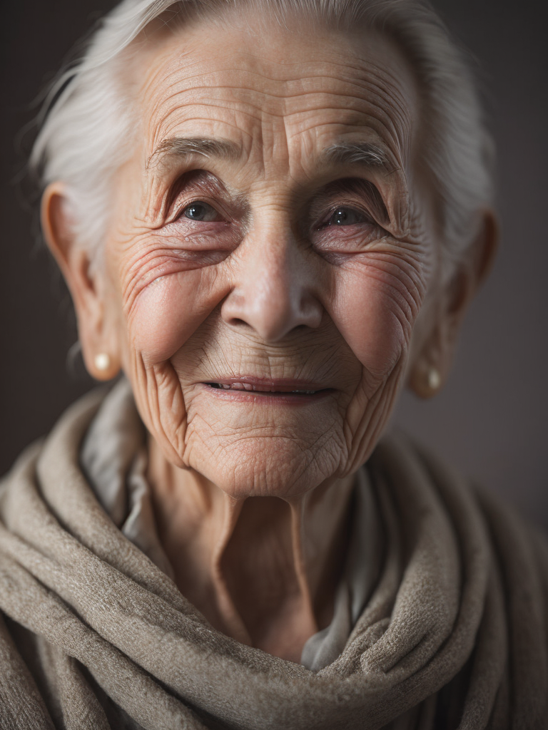 An old person, 80 years old, wrinkled, happy face