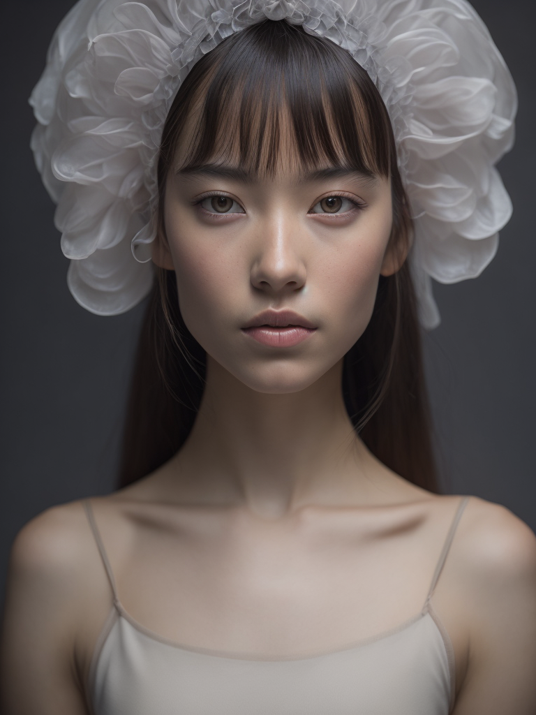 A girl have biomechanical brain, transparent, bioluminiscent creatures, 8k resolution, trending on artstation, cinematic, hyper realism, goddess close-up portrait, chimera orchid jellyfish, 3d