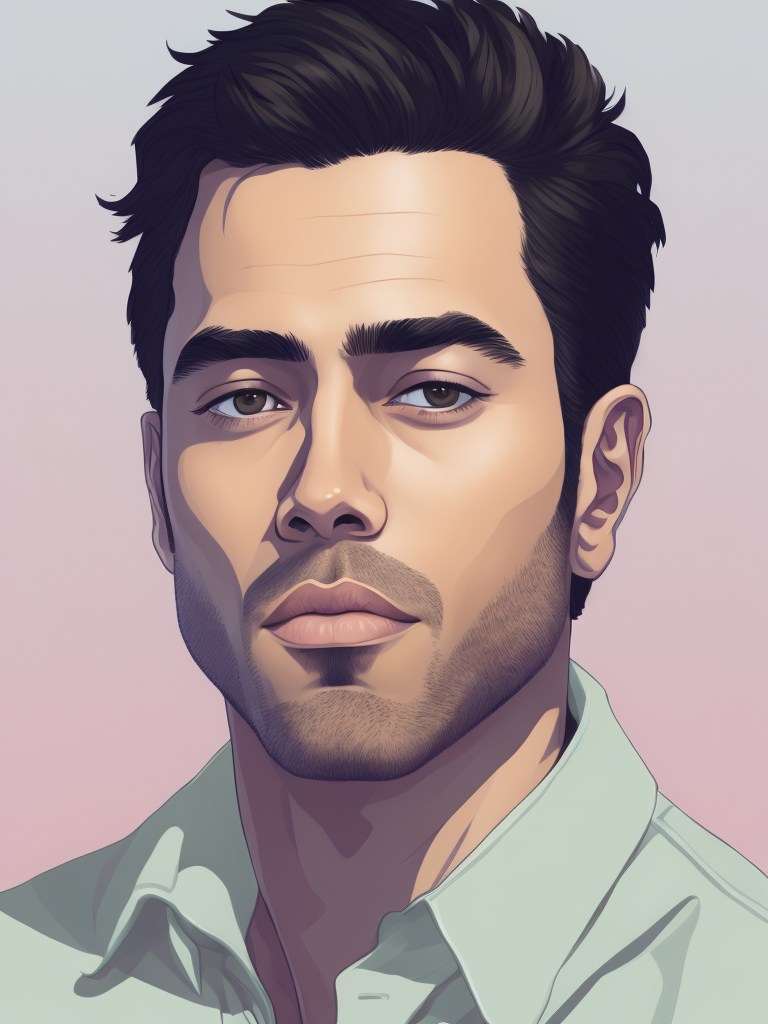 Portrait of a Man from GTA Game, vector art, flat colors