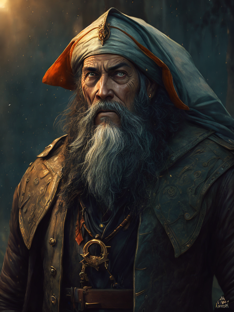 old pirate with octopus beard, dark scene, dark atmosphere, epic shot, sharp on details