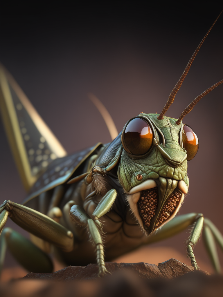 Grasshopper macro photography, close-up, high-quality details, deep focus, professional shot