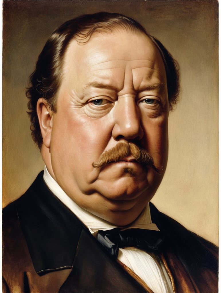 Portrait of William Howard Taft by Rembrandt Harmenszoon van Rijn, sad face, America, so sorry