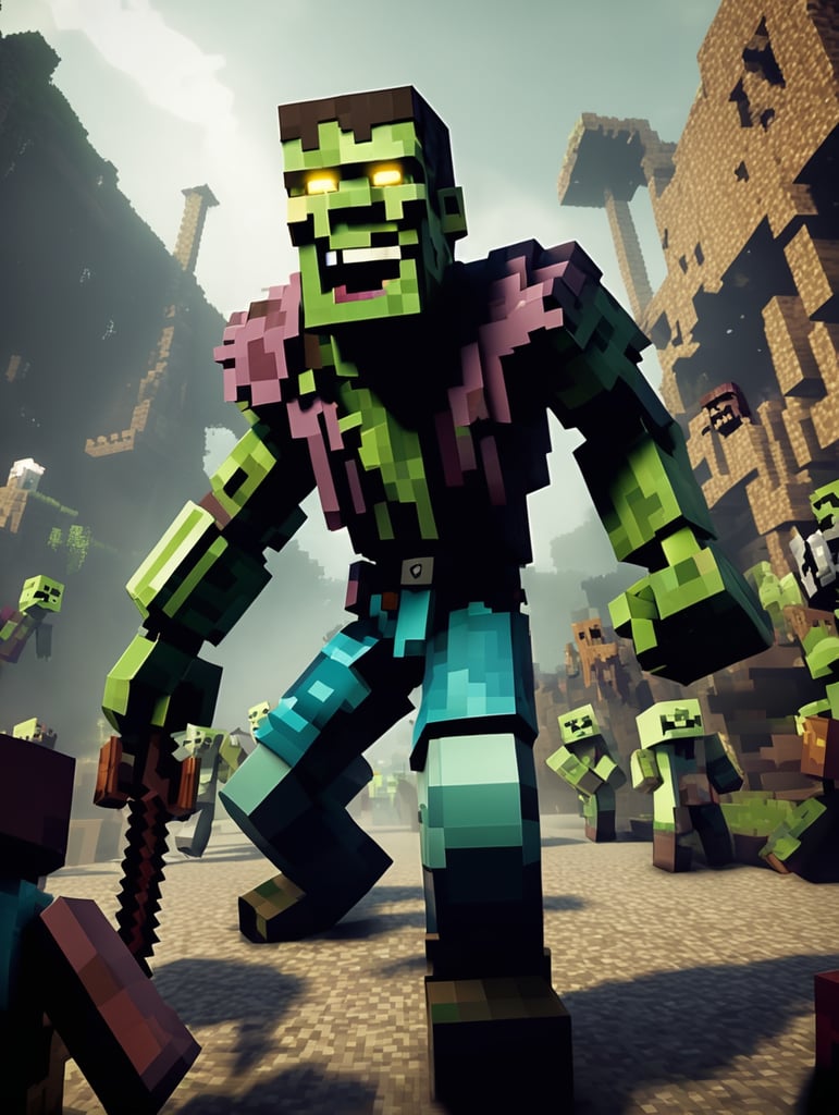 Minecraft Zombie. Make it more video gamey. MORE VIDEO GAMEY. MORE AMAZING. MORE AMAZING. MORE VIDEO GAMEY