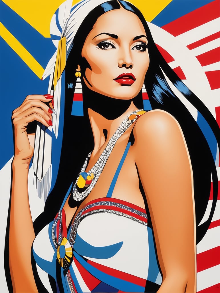 Pocahontas, Painting, Pop-Art, USA, style of Roy Lichtenstein