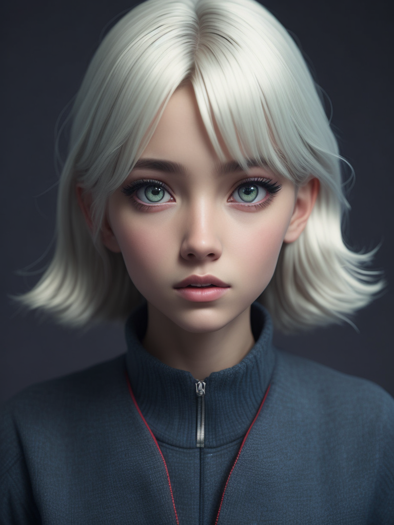 Girl who has platinum blond hair, 3d anime style, big anime eyes, anime face, very realistic and detailed anime styled hair, beautiful, dreamy, creative, aesthetic, realistic, detailed, 3d animation graphics, cinematic angle, cinematic light, 8k, ultra high resolution --v 5 --q 1 --s 500